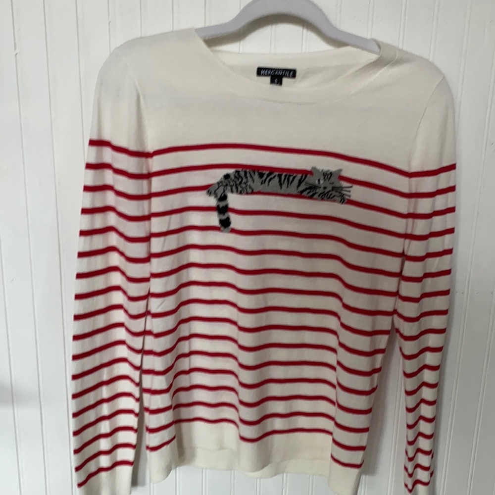 Jcrew striped cat sweater